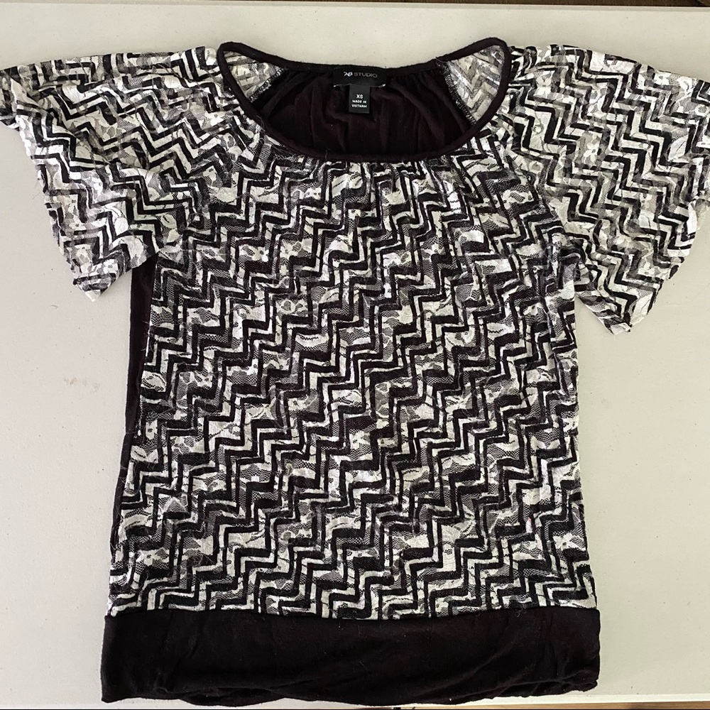 AB Studio XS blk&white blouse